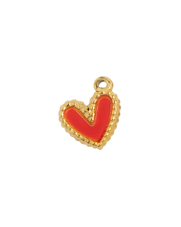Gold Charm Red Heart