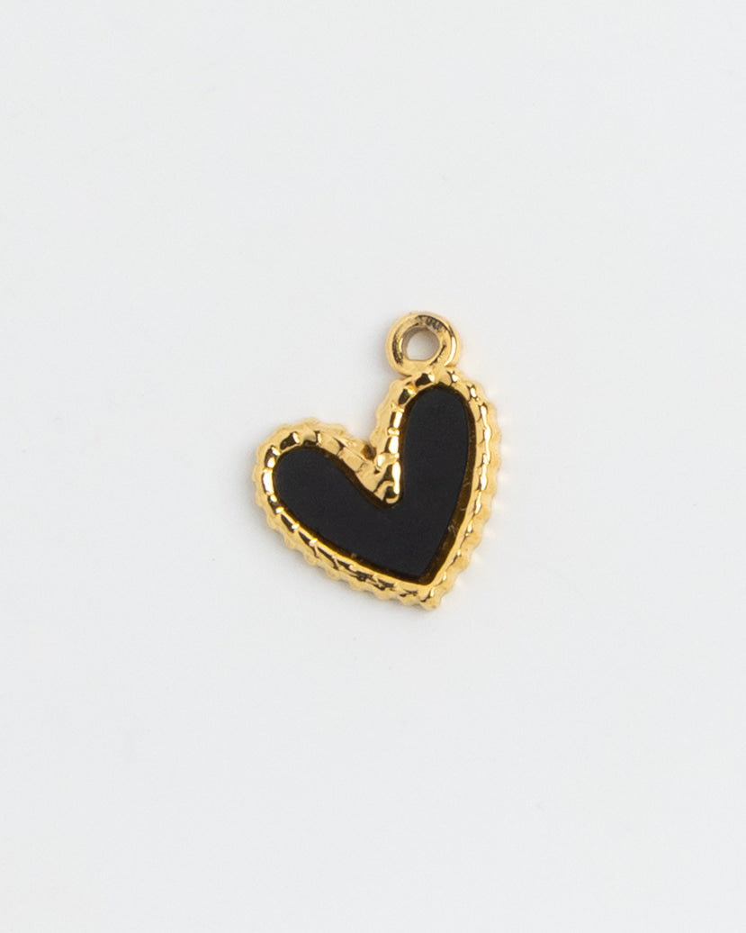 Gold Charm Black Heart
