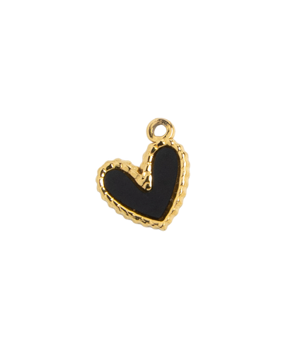 Gold Charm Black Heart