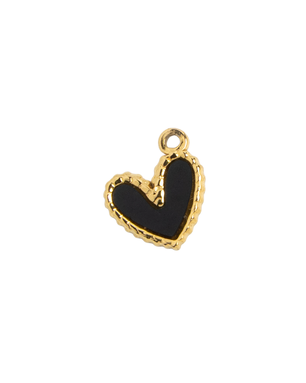 Gold Charm Black Heart