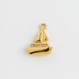 Gold Charm Rhinestone Sailboat