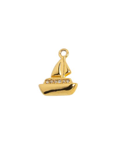 Gold Charm Rhinestone Sailboat