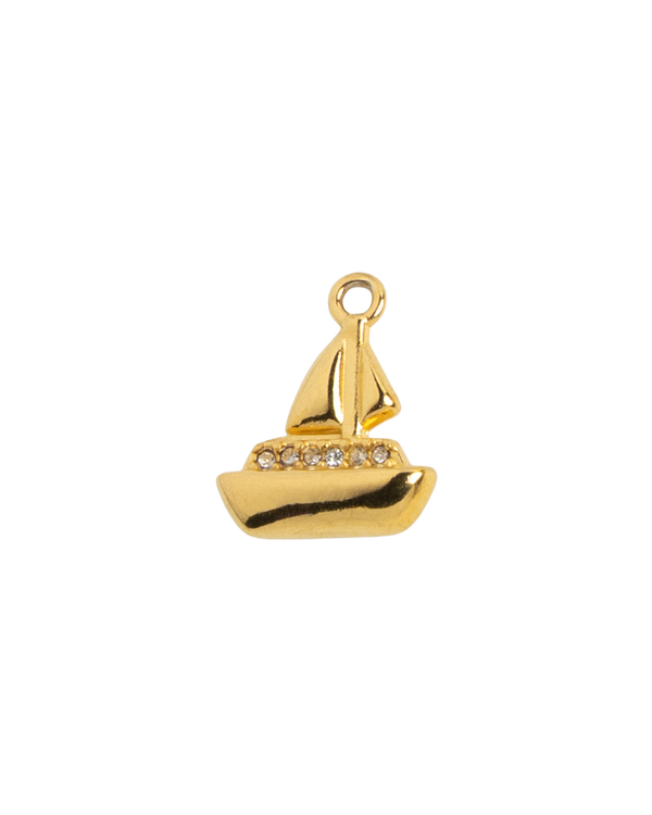 Gold Charm Rhinestone Sailboat