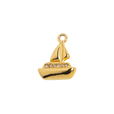 Gold Charm Rhinestone Sailboat