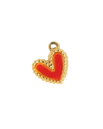 Gold Charm Red Enamel Heart