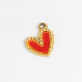 Gold Charm Red Enamel Heart