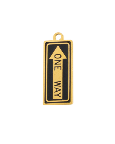 Gold Charm One Way Sign
