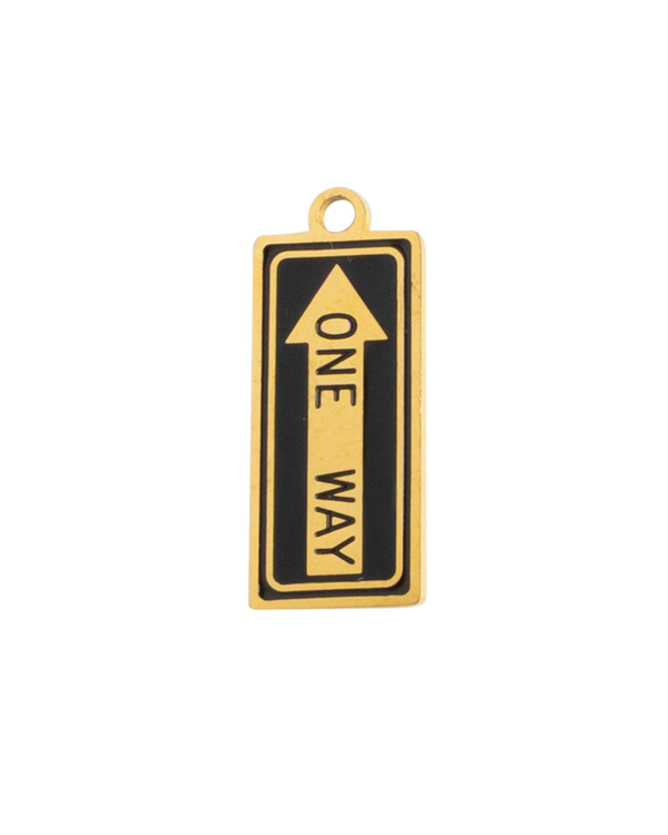 Gold Charm One Way Sign