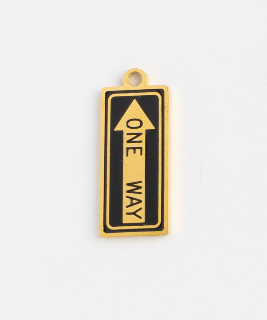 Gold Charm One Way Sign