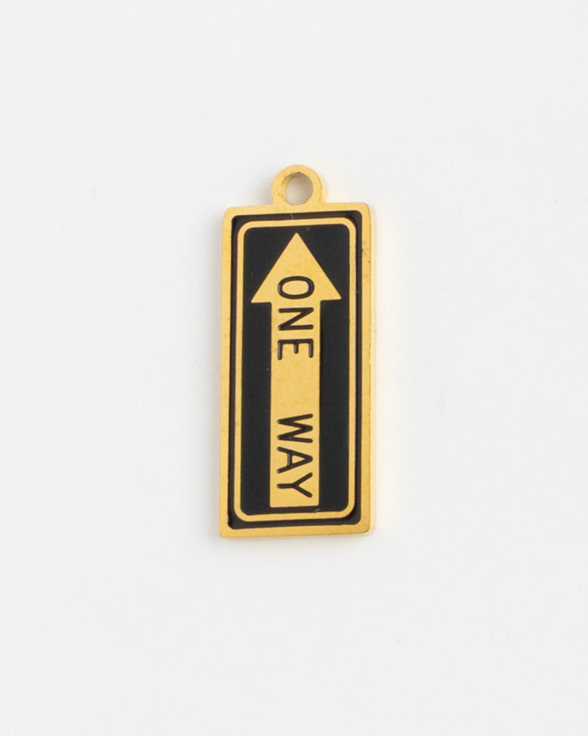 Gold Charm One Way Sign