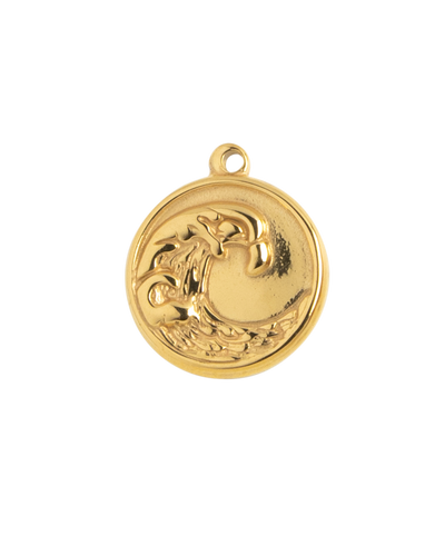 Gold Charm Wave Medallion II