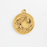 Gold Charm Wave Medallion II