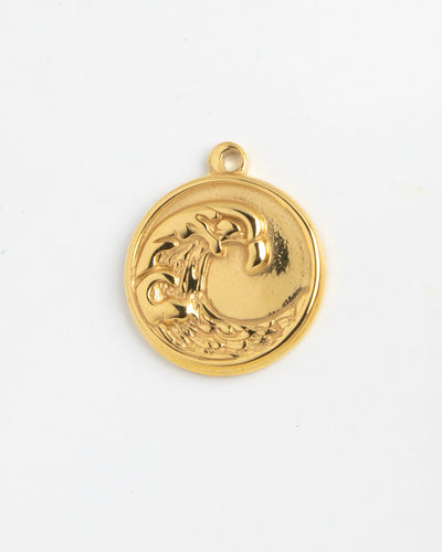 Gold Charm Wave Medallion II