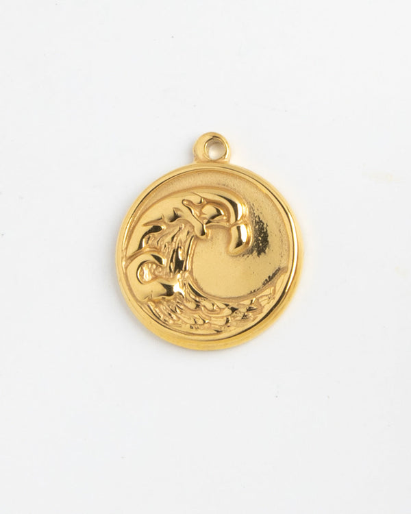 Gold Charm Wave Medallion II