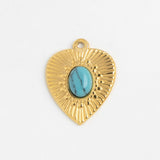 Gold Charm Turquoise Heart