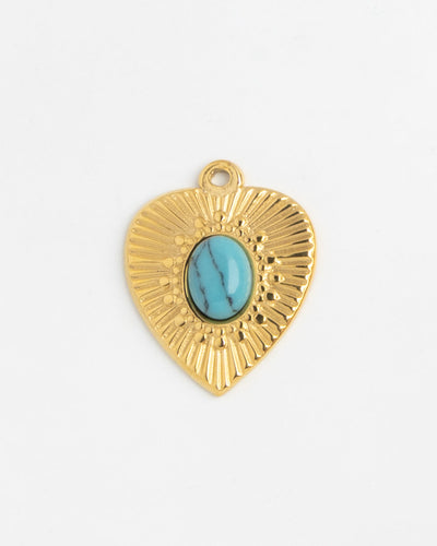 Gold Charm Turquoise Heart