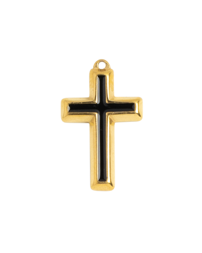 Gold Charm Black Cross