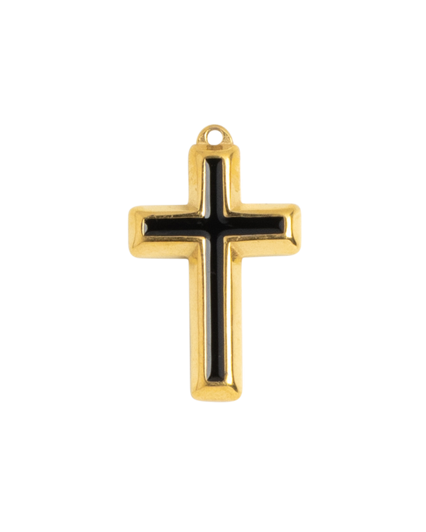 Gold Charm Black Cross