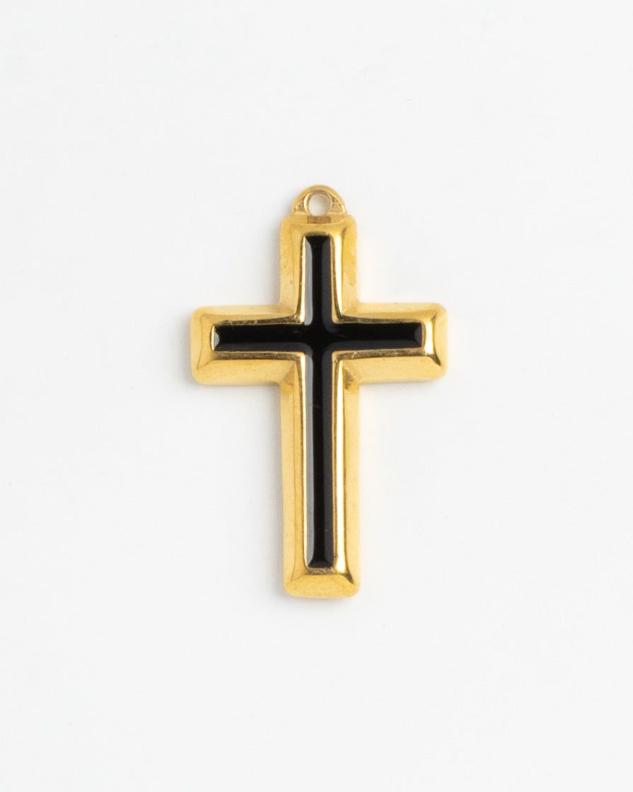 Gold Charm Black Cross