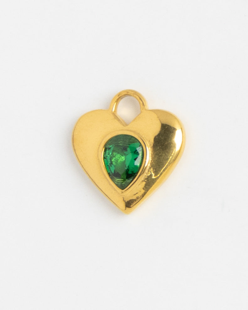 Gold Charm Emerald Heart