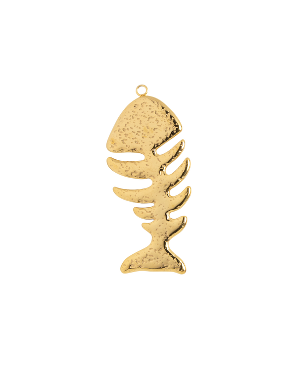 Oversized Gold Charm Fish Bone