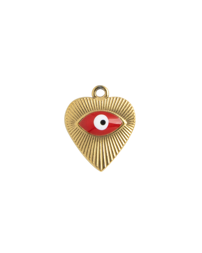 Gold Charm Evil Eye Heart