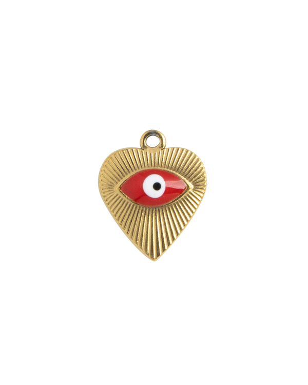 Gold Charm Evil Eye Heart
