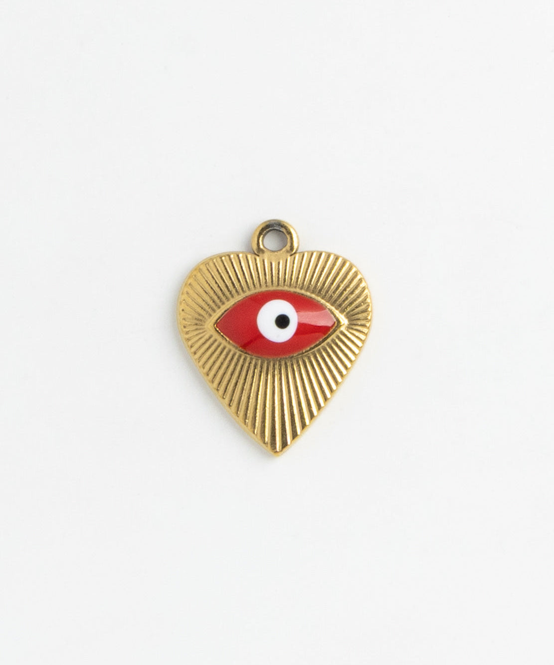 Gold Charm Evil Eye Heart