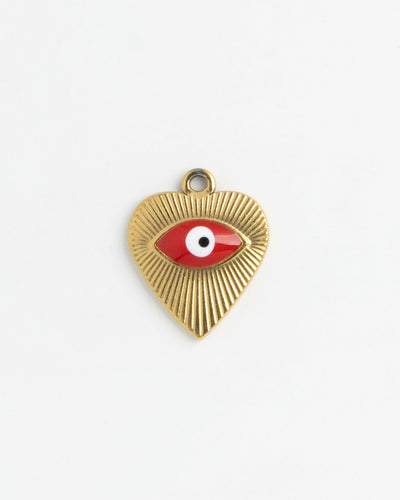 Gold Charm Evil Eye Heart