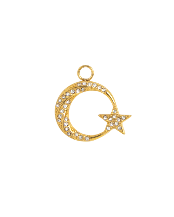 Gold Charm Crystal Moon and Star