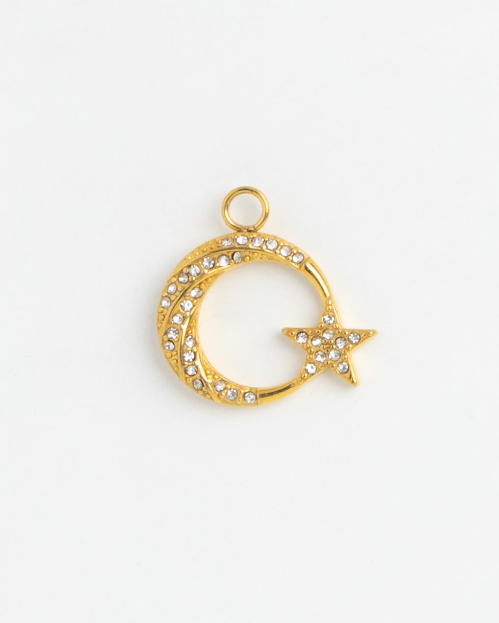 Gold Charm Crystal Moon and Star