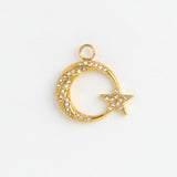 Gold Charm Crystal Moon and Star