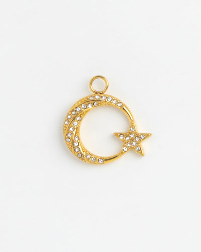 Gold Charm Crystal Moon and Star