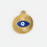 Gold Charm Evil Eye Medallion