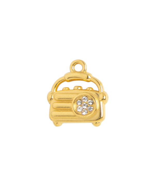 Gold Charm Crystal Handbag