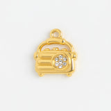 Gold Charm Crystal Handbag
