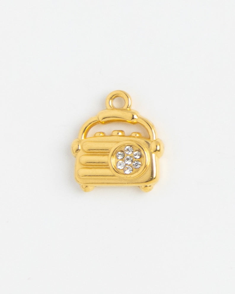 Gold Charm Crystal Handbag