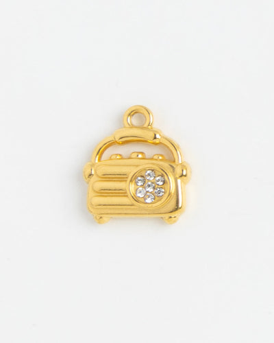 Gold Charm Crystal Handbag