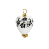 Porcelain Heart Black Flowers