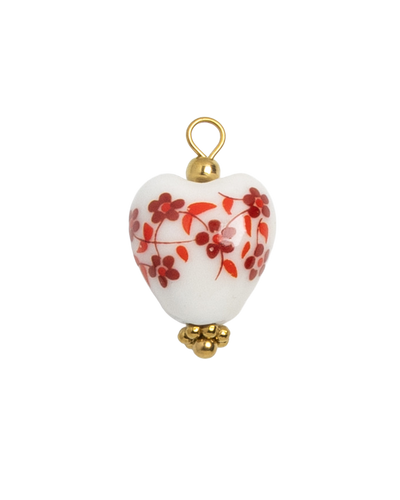 Porcelain Heart Red Flowers