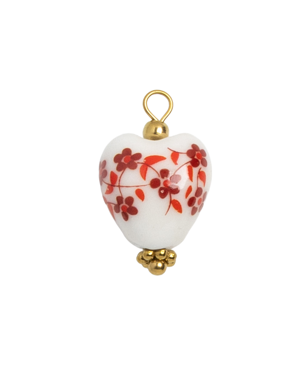 Porcelain Heart Red Flowers