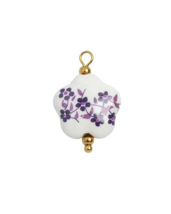 Porcelain Heart Purple Flowers