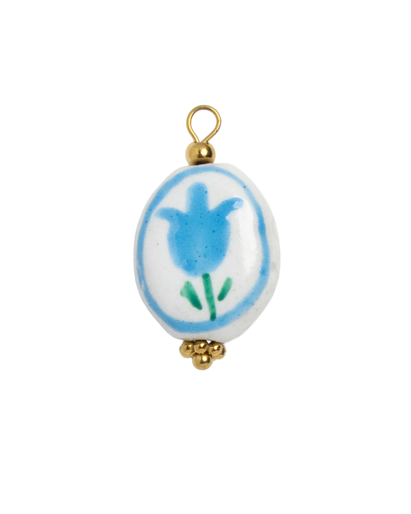 Porcelain Oval Blue Tulip