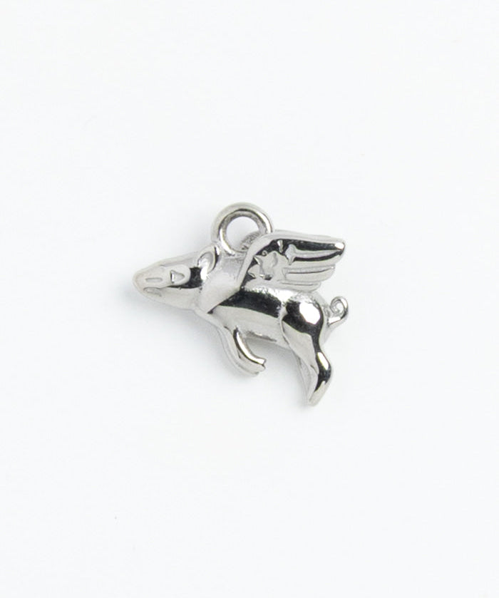 Silver Charm Winged Pig