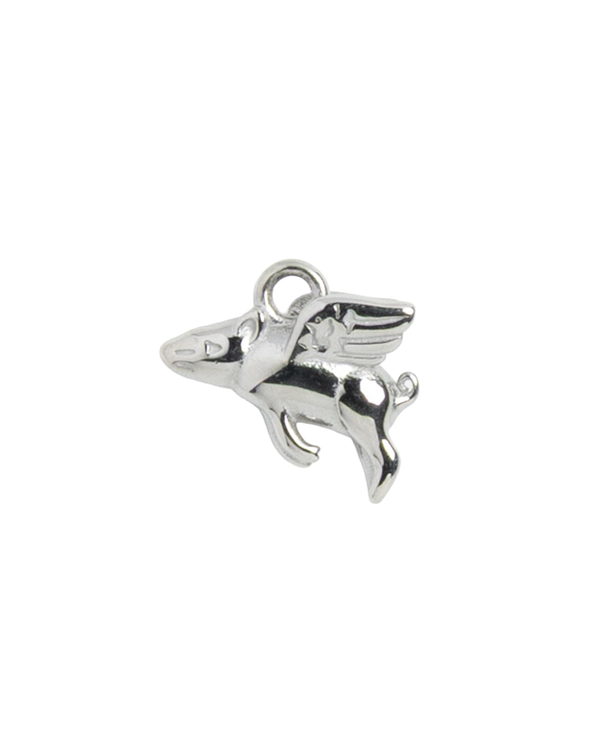 Silver Charm Winged Pig