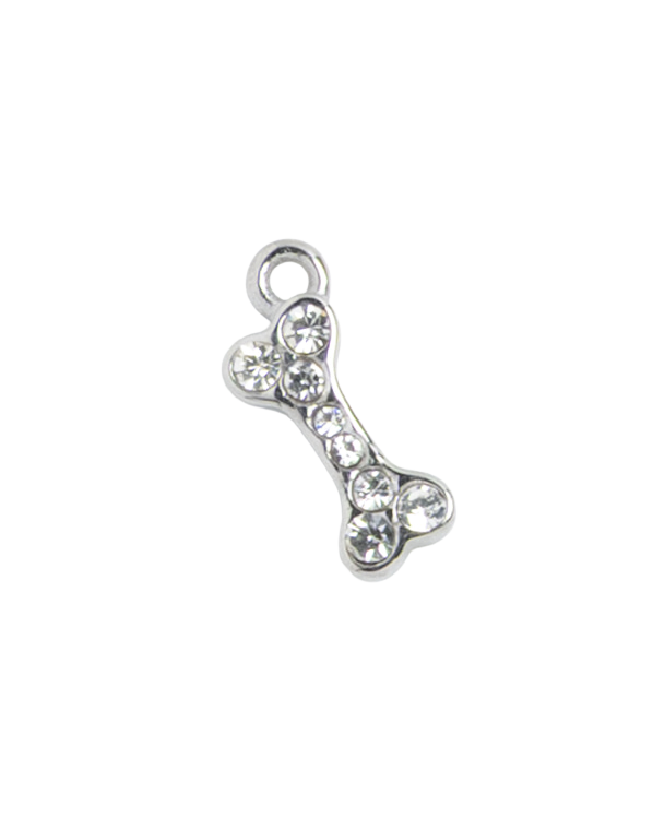 Silver Charm Rhinestone Bone