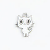 Silver Charm White Cartoon Cat