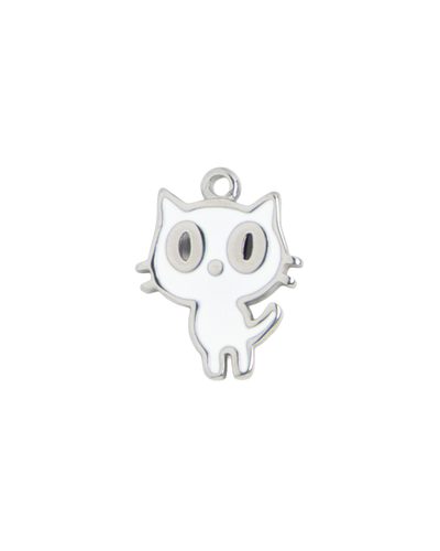 Silver Charm White Cartoon Cat