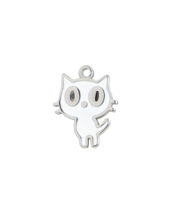 Silver Charm White Cartoon Cat