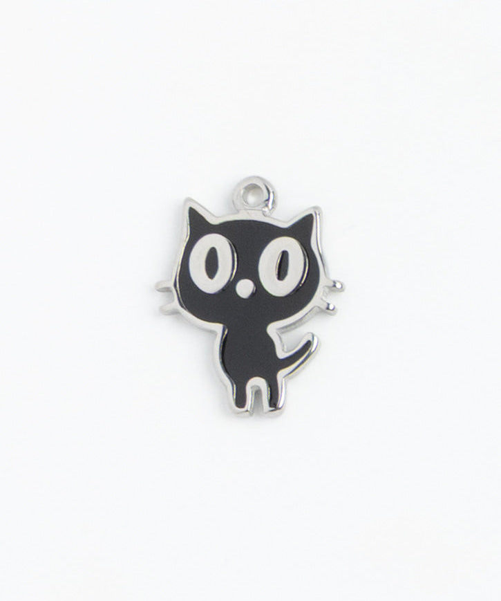 Silver Charm Black Cartoon Cat